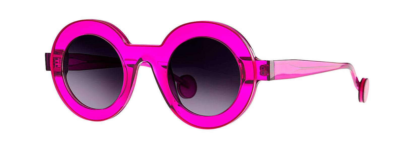 Joaquin 11 Transparent Deep Orchid + Fluo Pink Inlay by Theo Eyewear