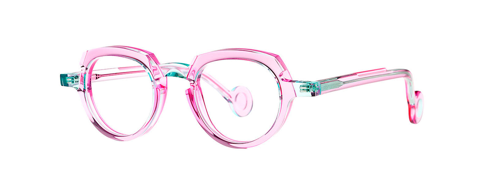 Andy - 011 Neon Green Transparent Pink by Theo Eyewear