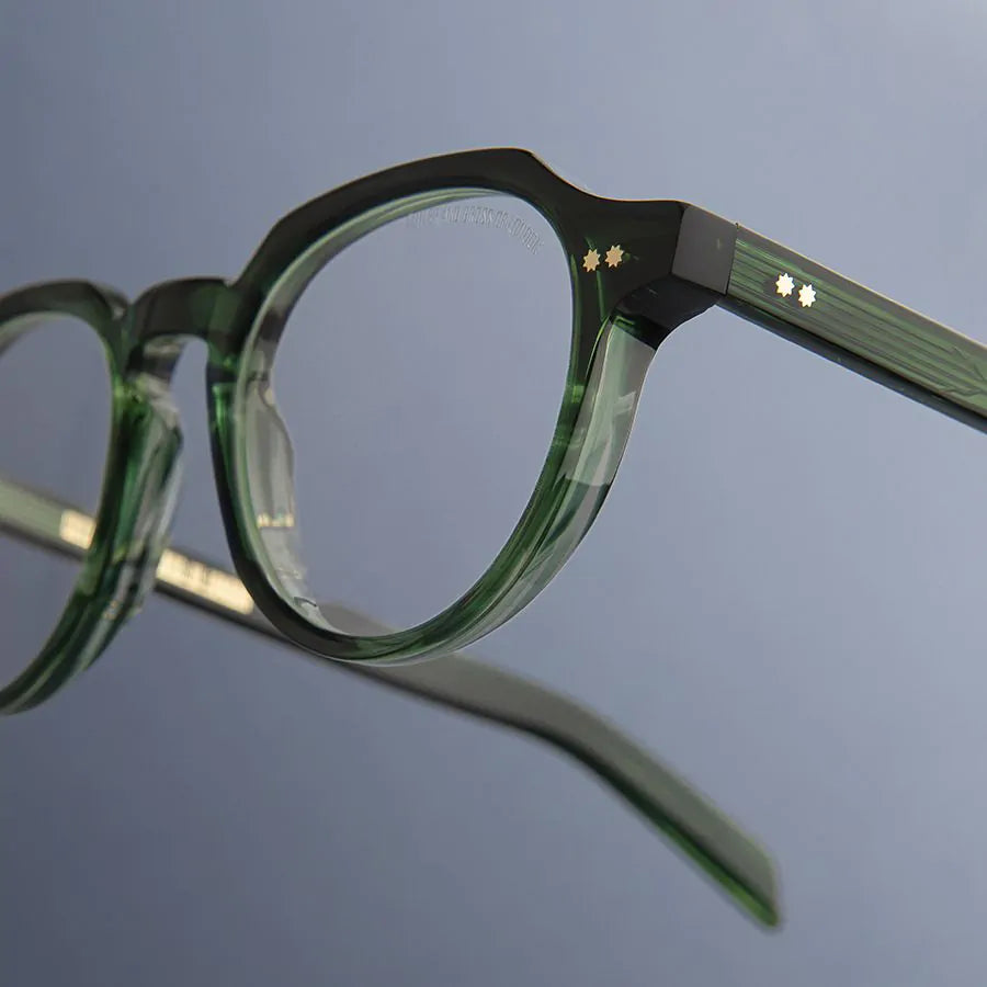 GR06 Round Optical Glasses - Striped Dark Green