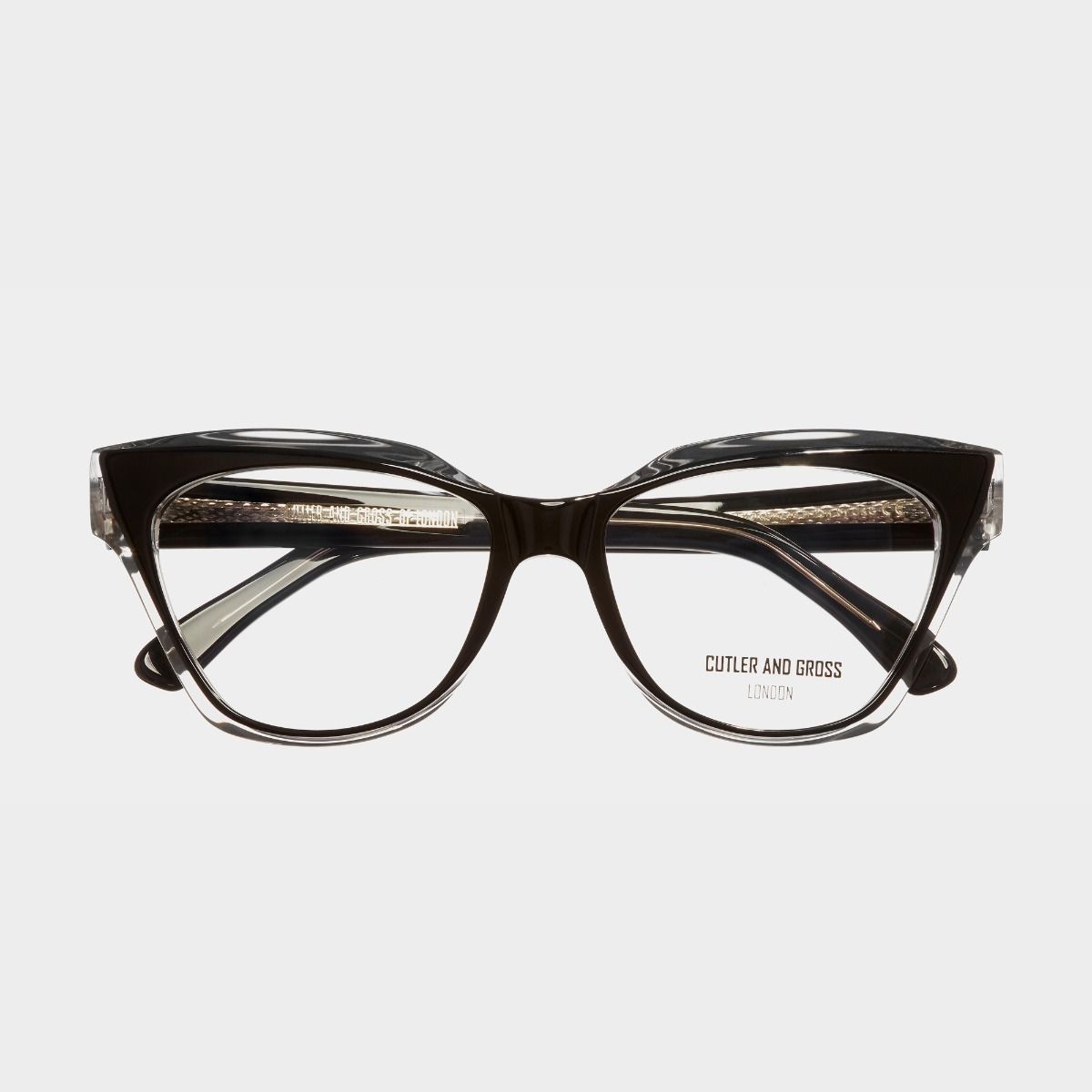Cutler and Gross, 1288 Optical Cat Eye Glasses - Black on Crystal 