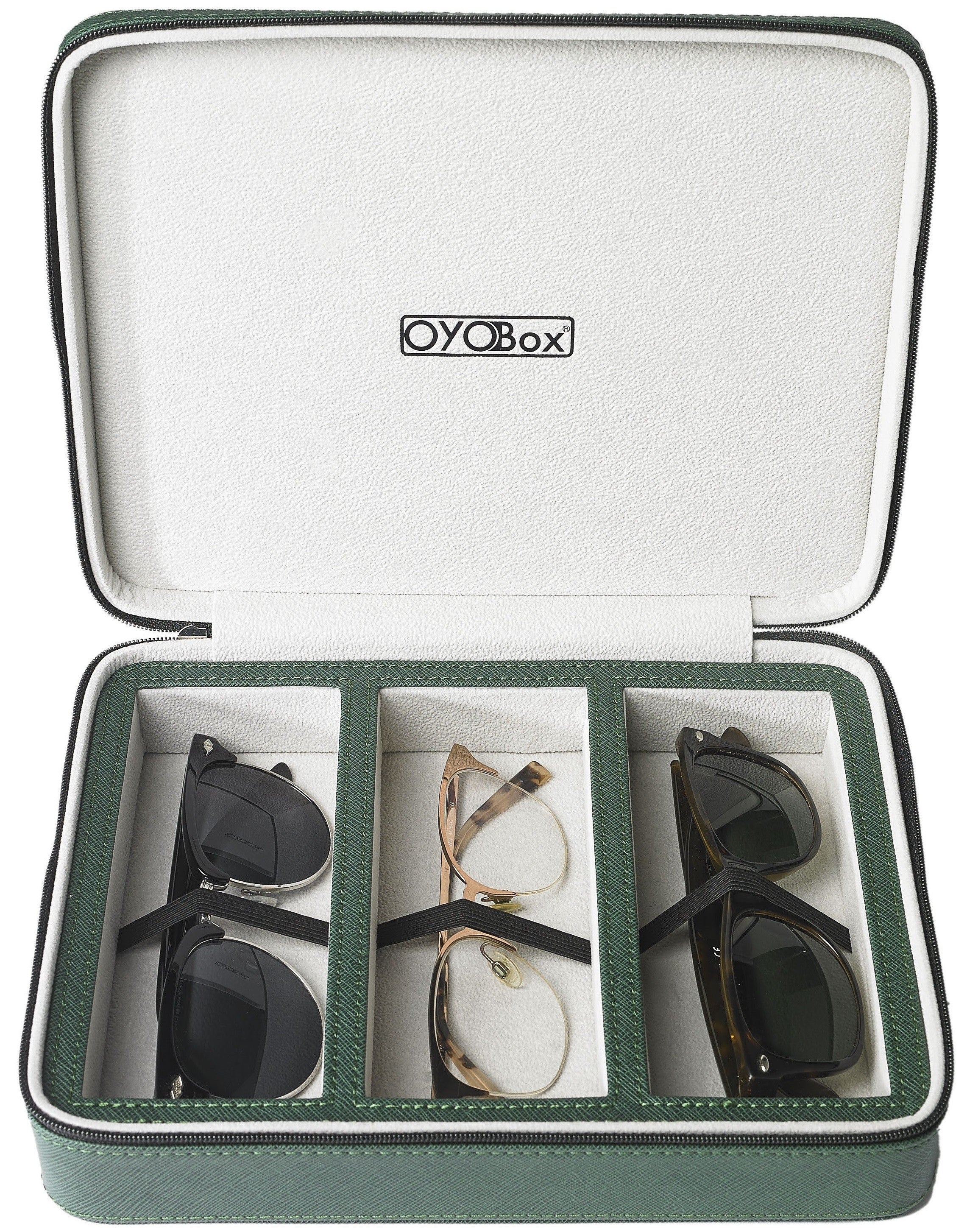 Sunglasses & Eyeglasses Organizer 3 Slots Travel Case Multiple Pairs E