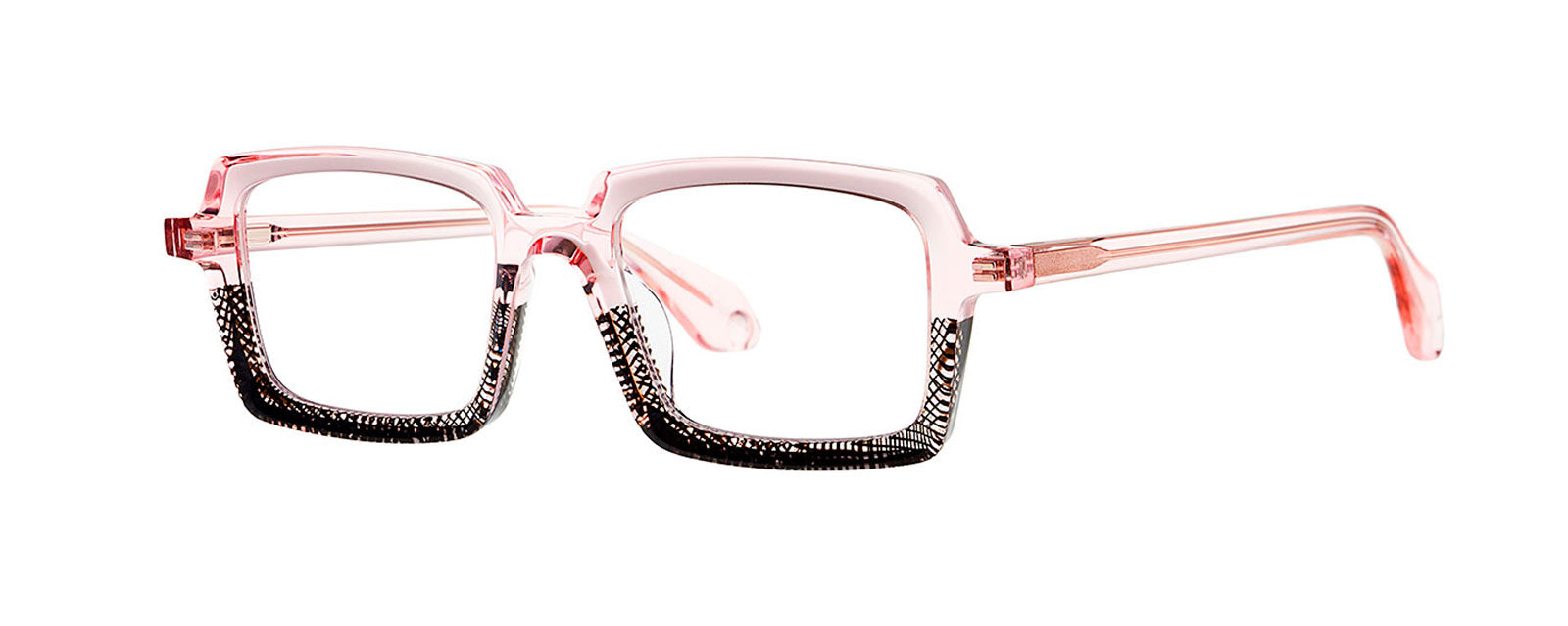 Mille+86 030 Transparent Pink / Black Lattice by Theo Eyewear