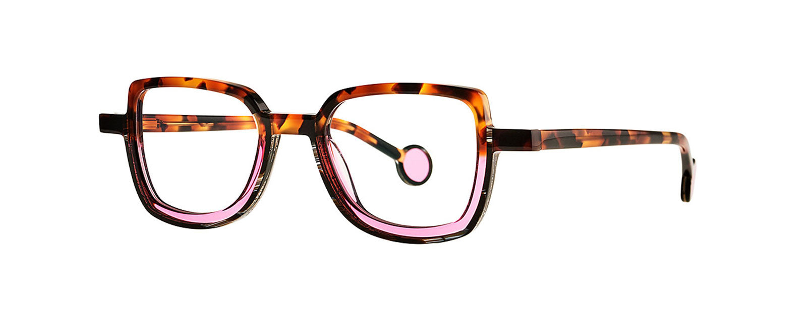 Schommel 8 Brown Dalmatian + Dark Brown Horn + Transparent Shocking Pink by Theo Eyewear